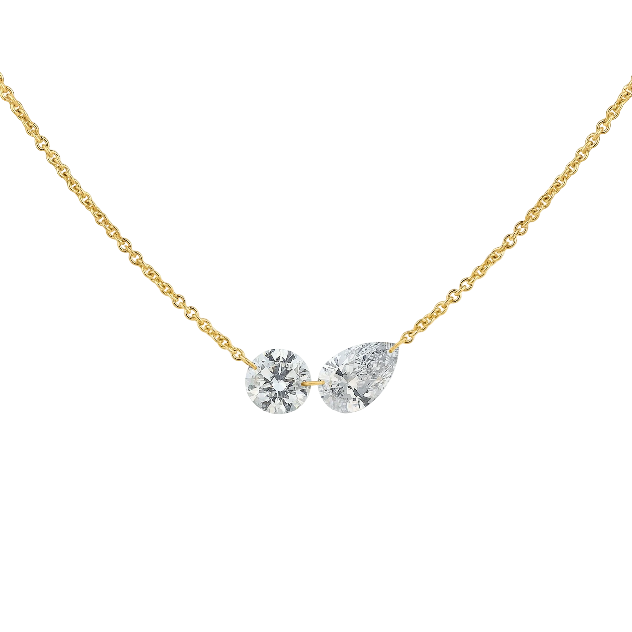 Round & Pear Toi et Moi Drill-Set Pendant