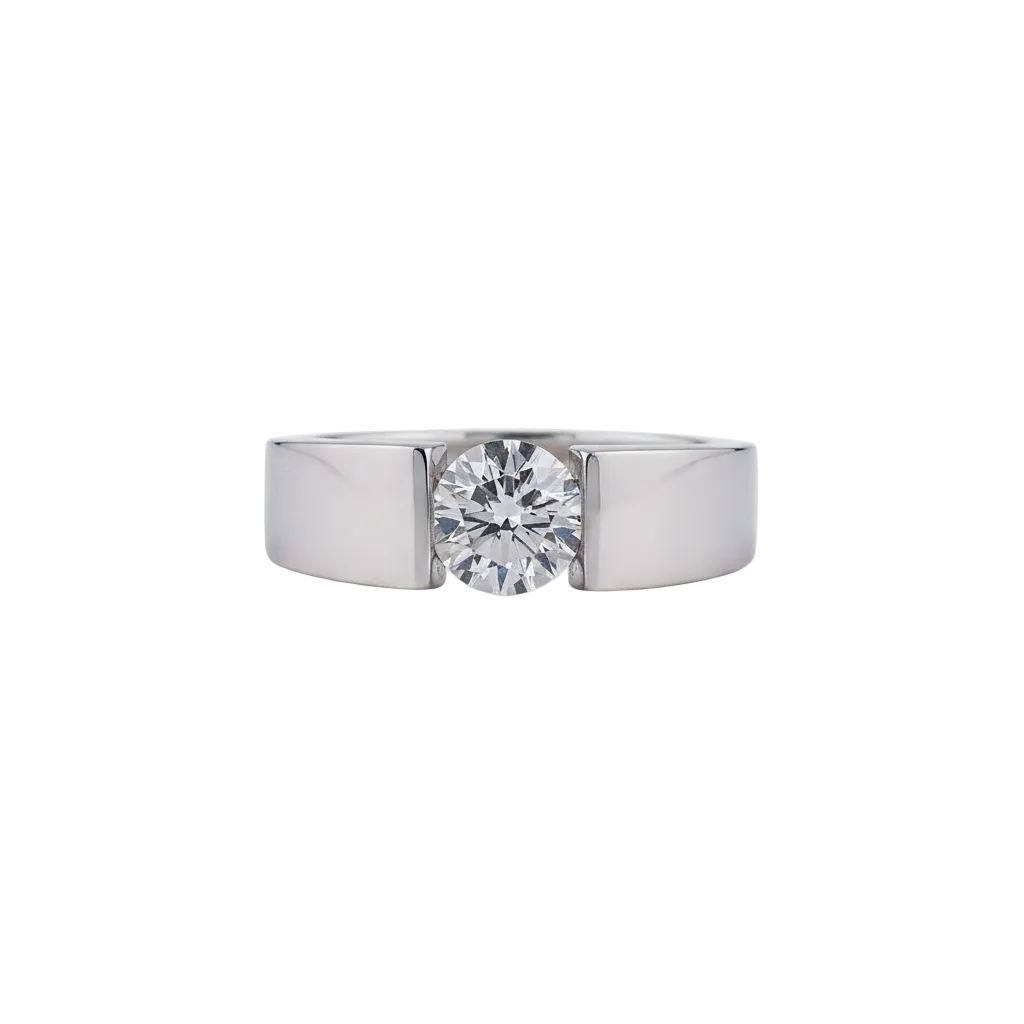Round Tension-Set Solitaire Ring