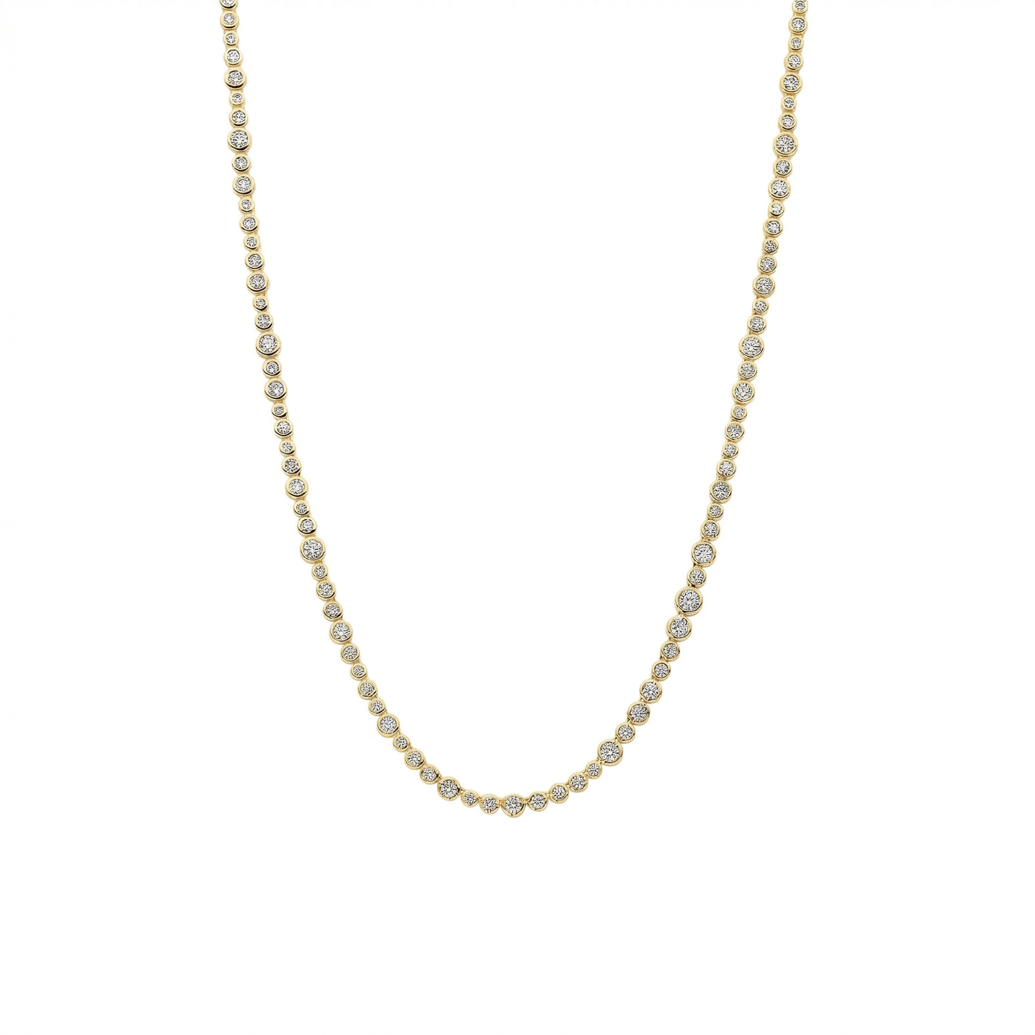 Bezel-Set Graduated Tennis Necklace