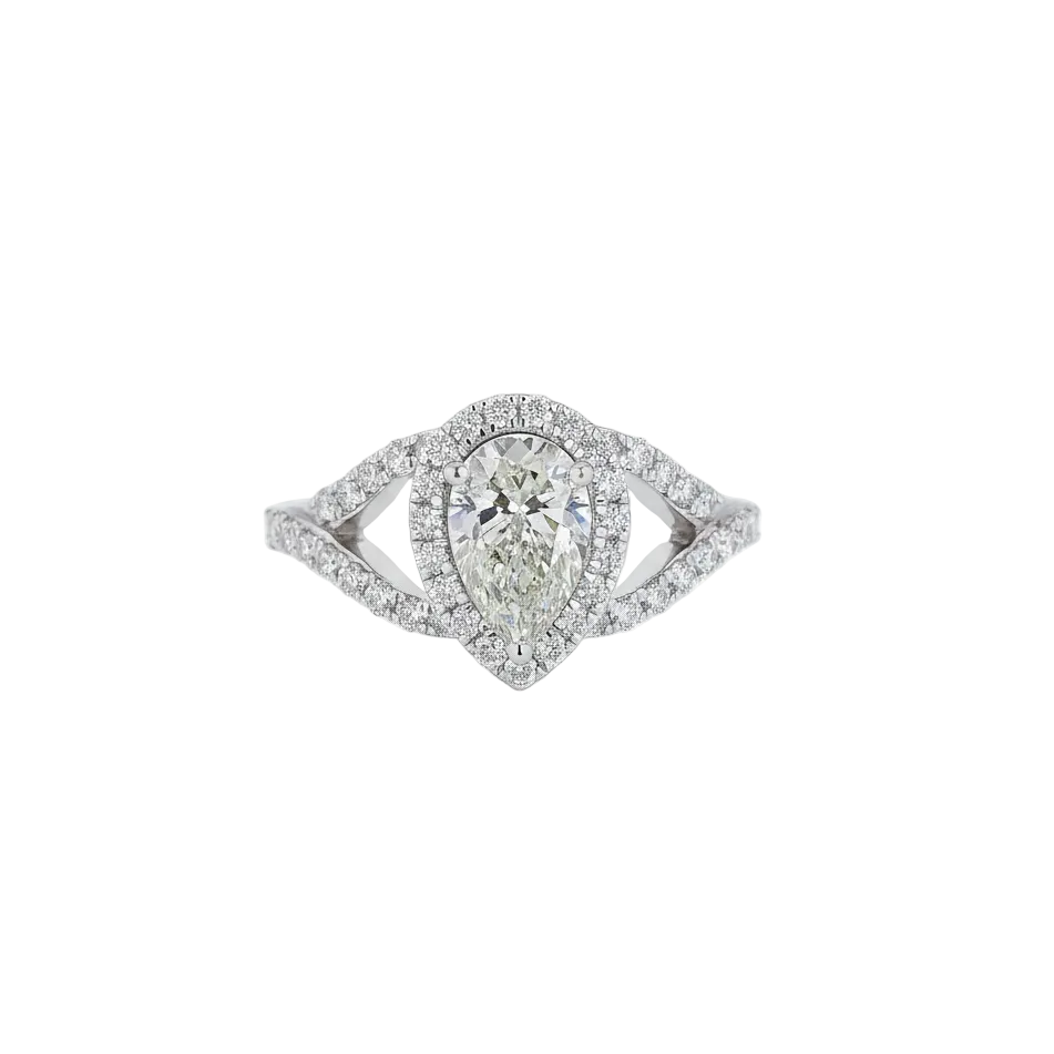 Pear Halo Split-Shank Ring