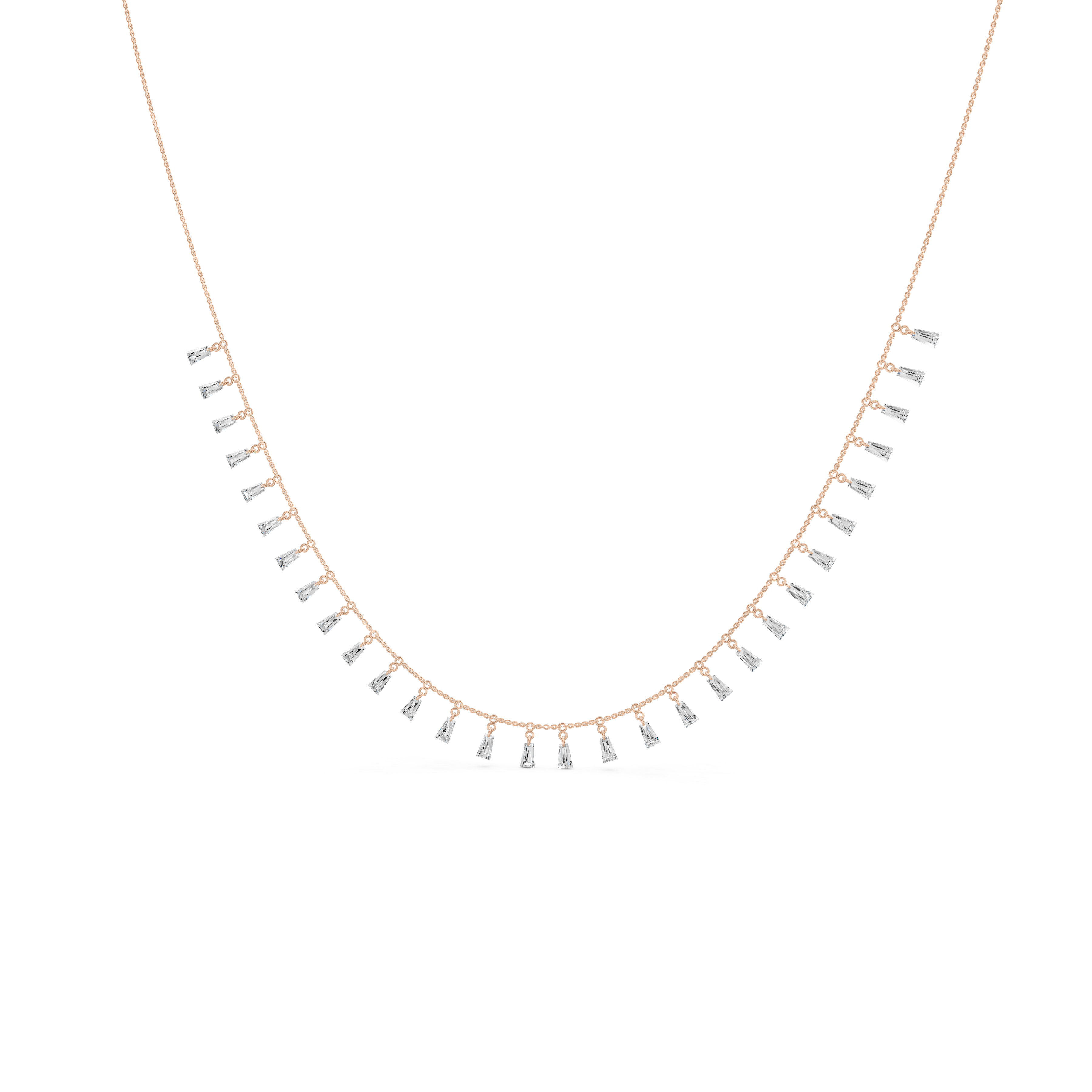 Delicate Baguette Fringe Necklace