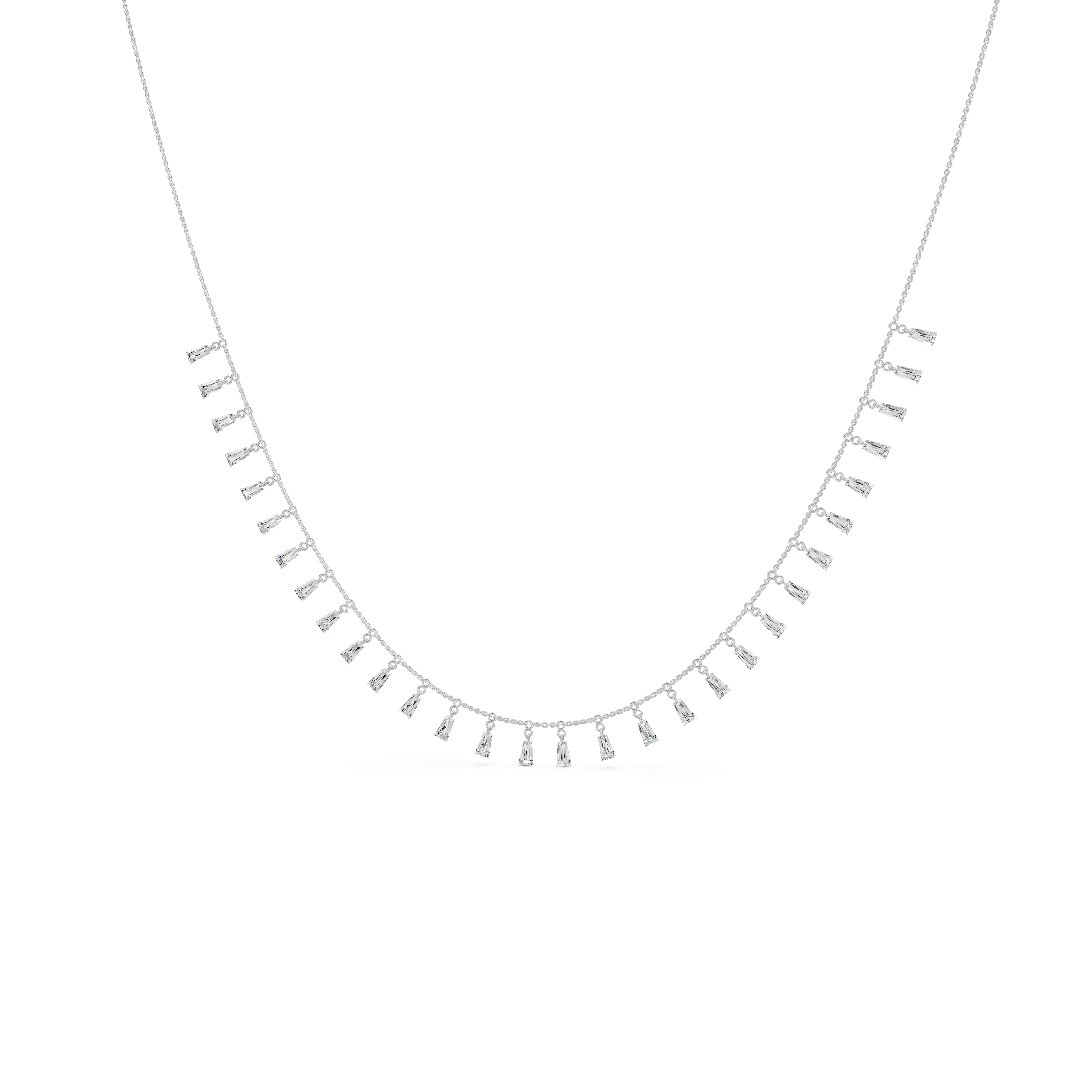 Delicate Baguette Fringe Necklace