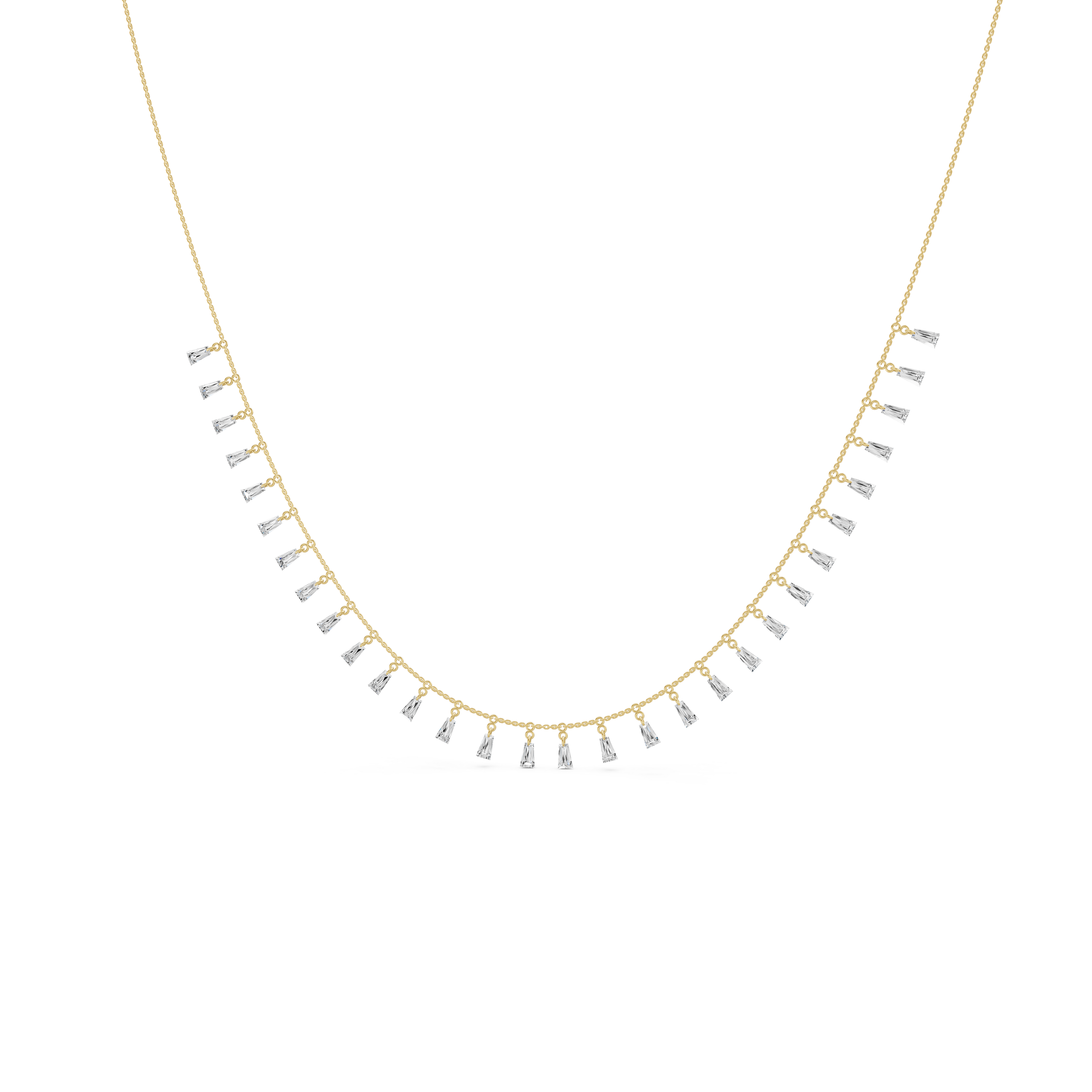 Delicate Baguette Fringe Necklace
