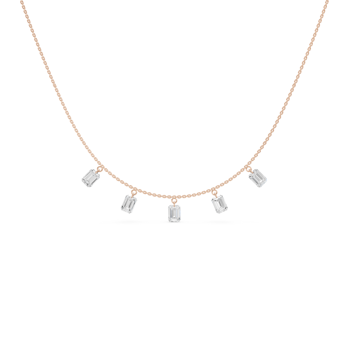 Emerald-Cut Dancing Fringe Necklace