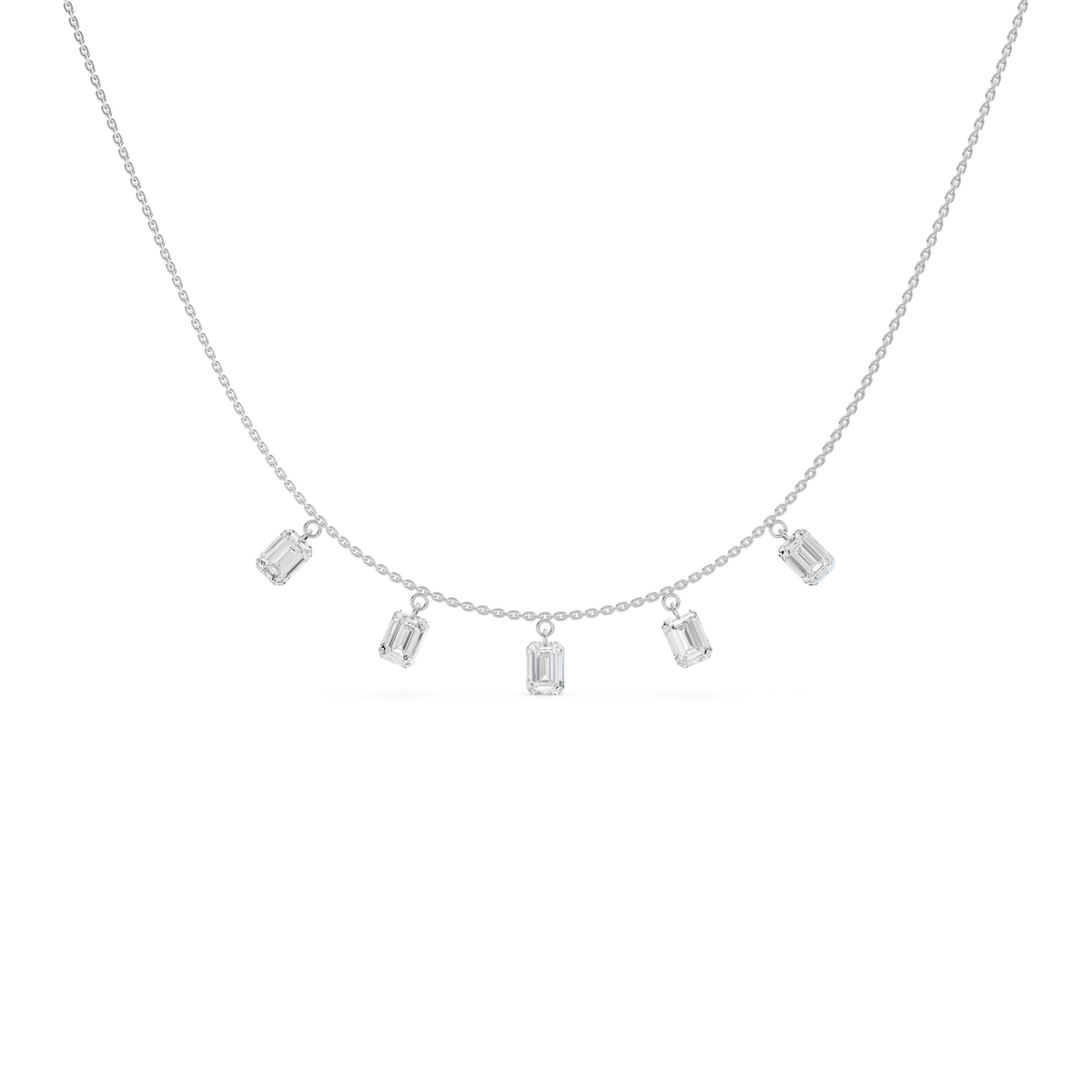 Emerald-Cut Dancing Fringe Necklace