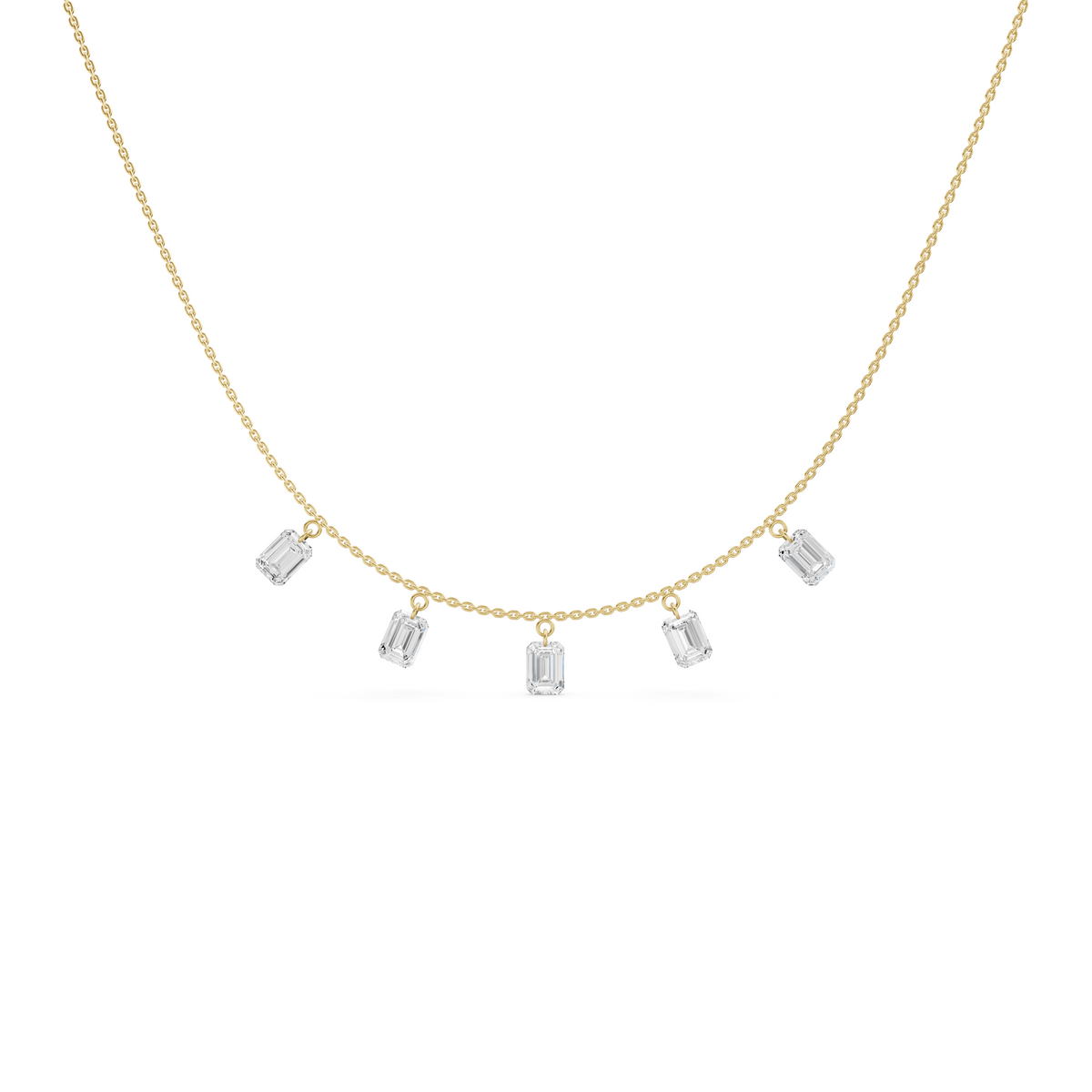 Emerald-Cut Dancing Fringe Necklace