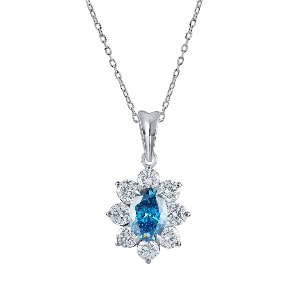 Sapphire-Blue Halo Pendant