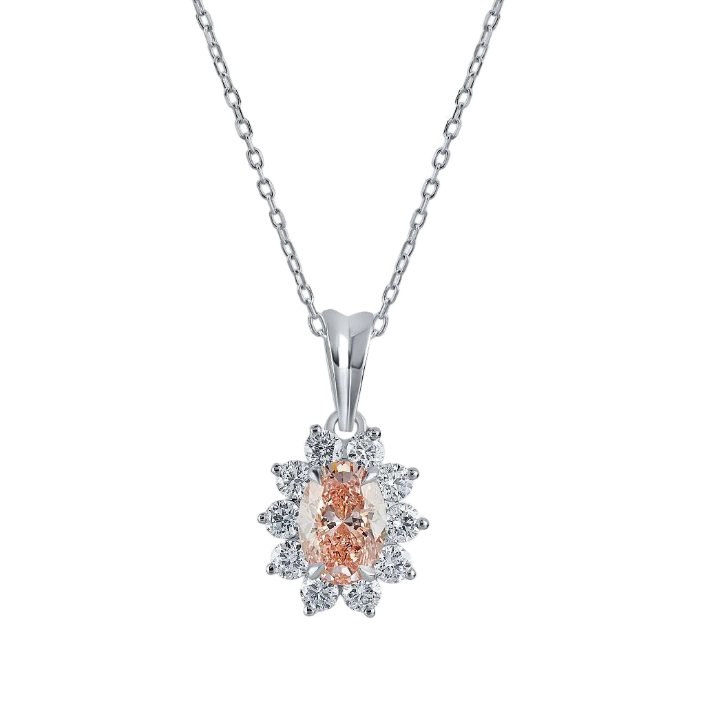 Oval Blush Halo Pendant