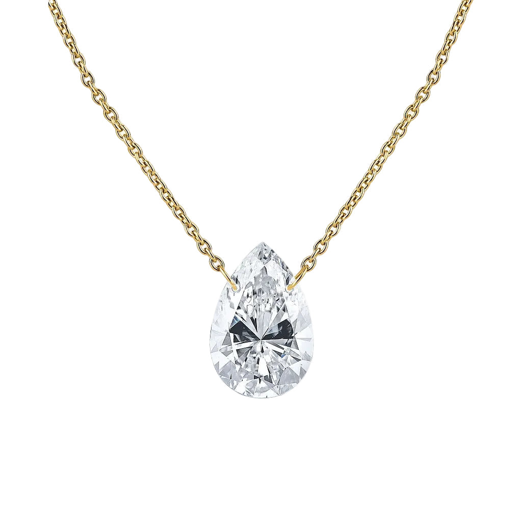 Pear-Cut Floating Solitaire Pendant
