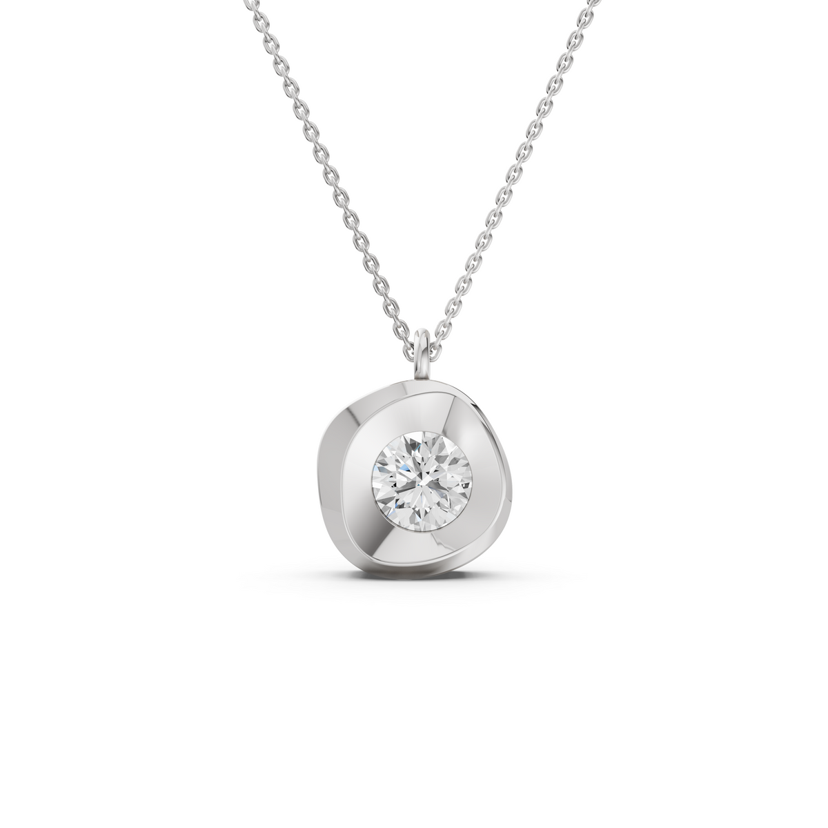 Round Brilliant Bezel-Set Bold Pendant