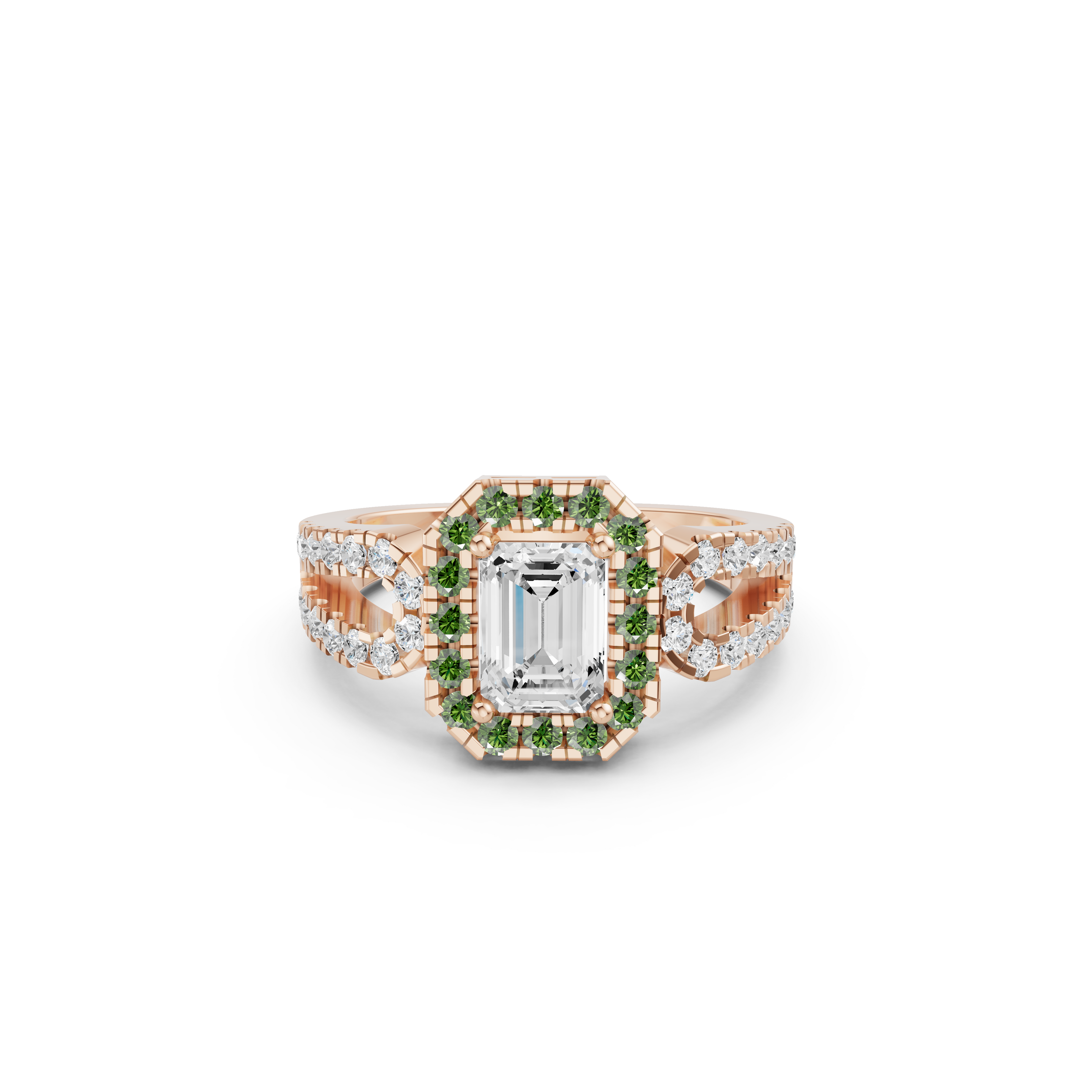 Emerald-Cut Halo Ring