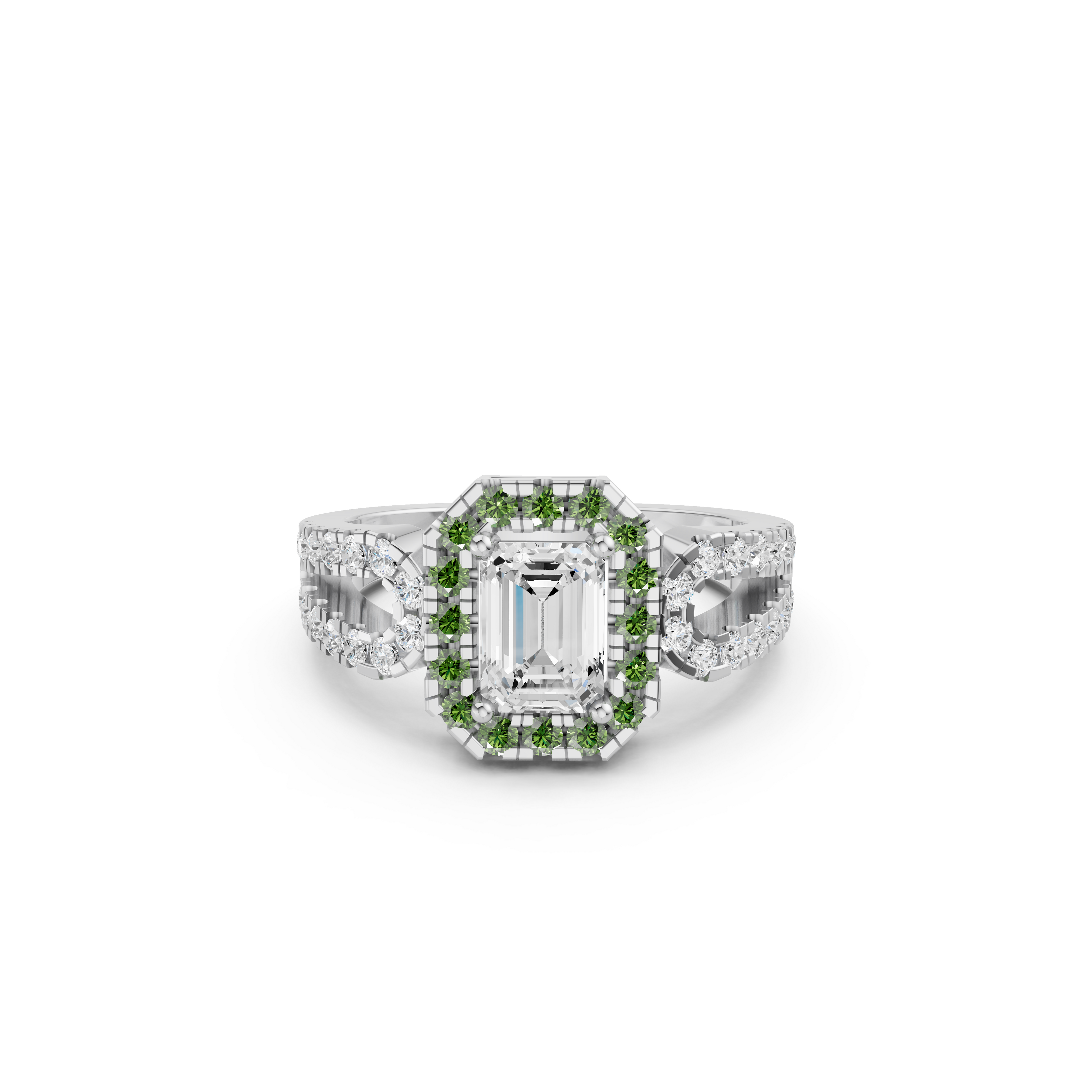 Emerald-Cut Halo Ring