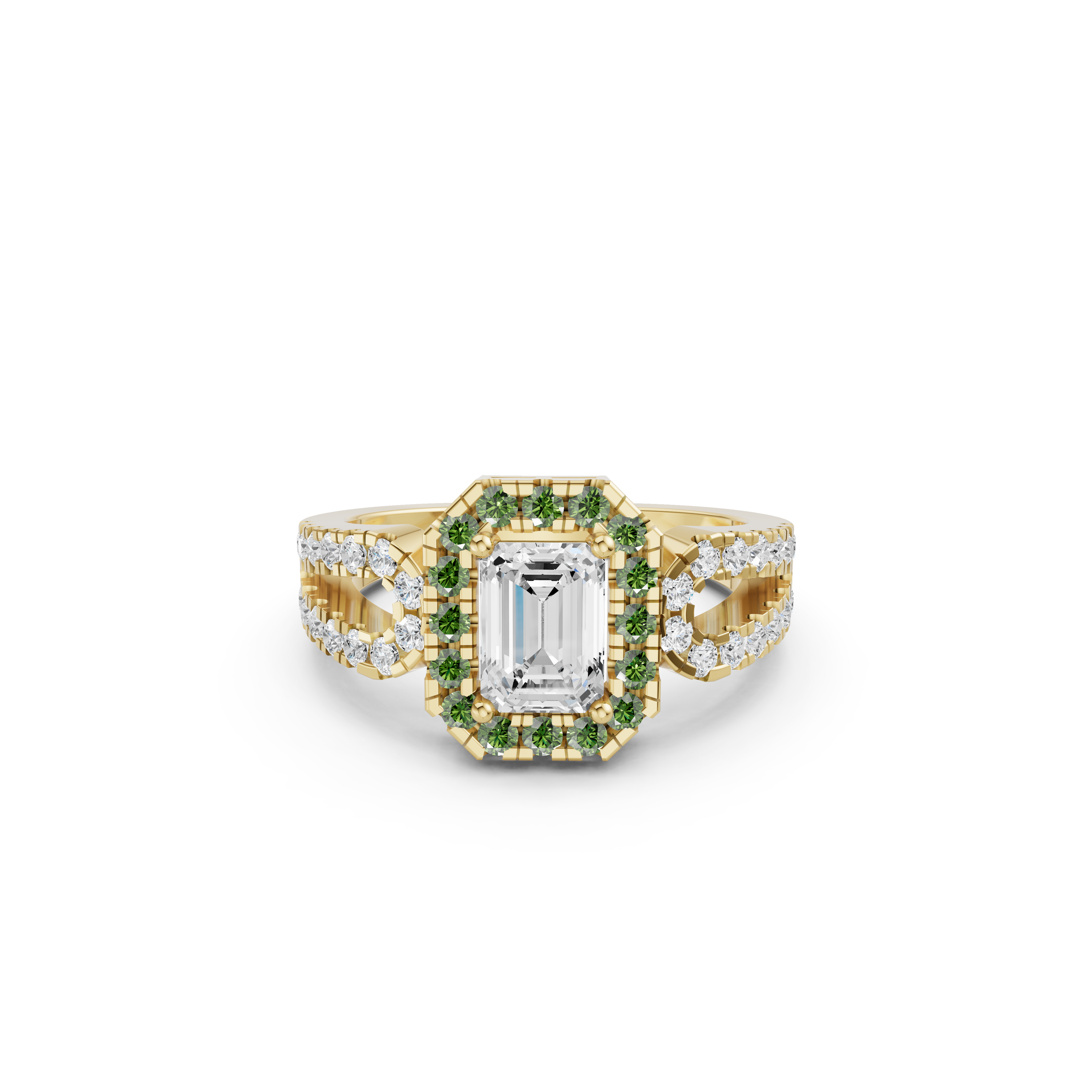 Emerald-Cut Halo Ring