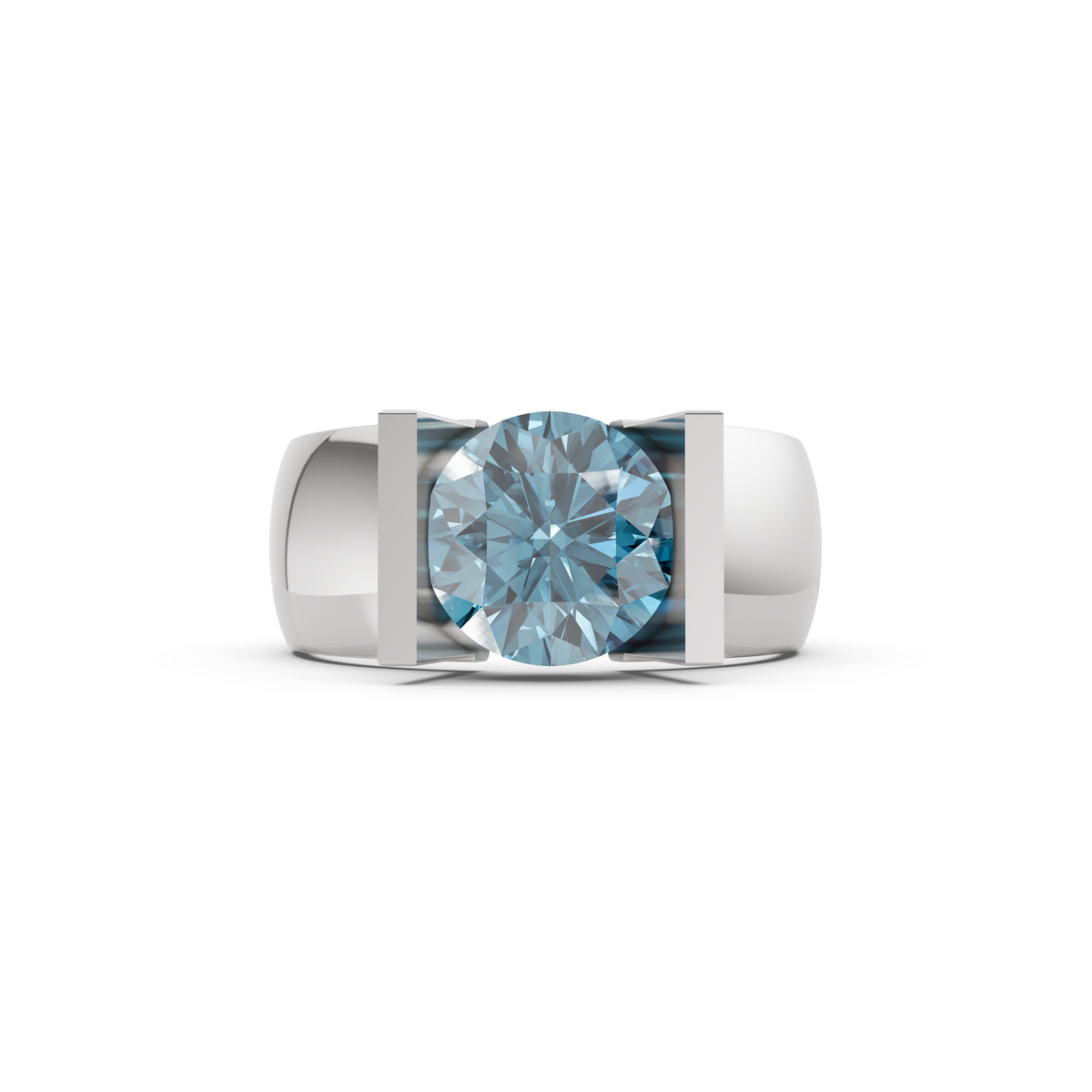 Tension-Set Blue Diamond Band