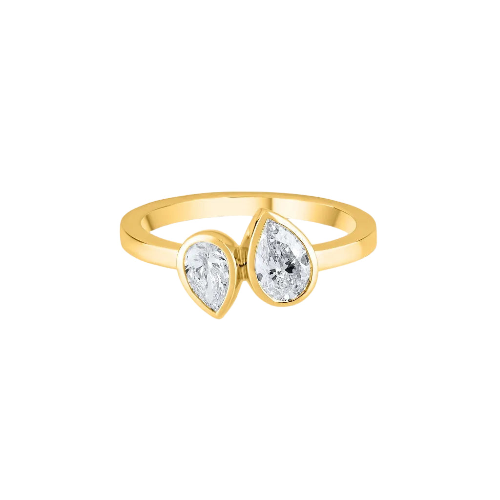 The Duo Pear Bezel Ring