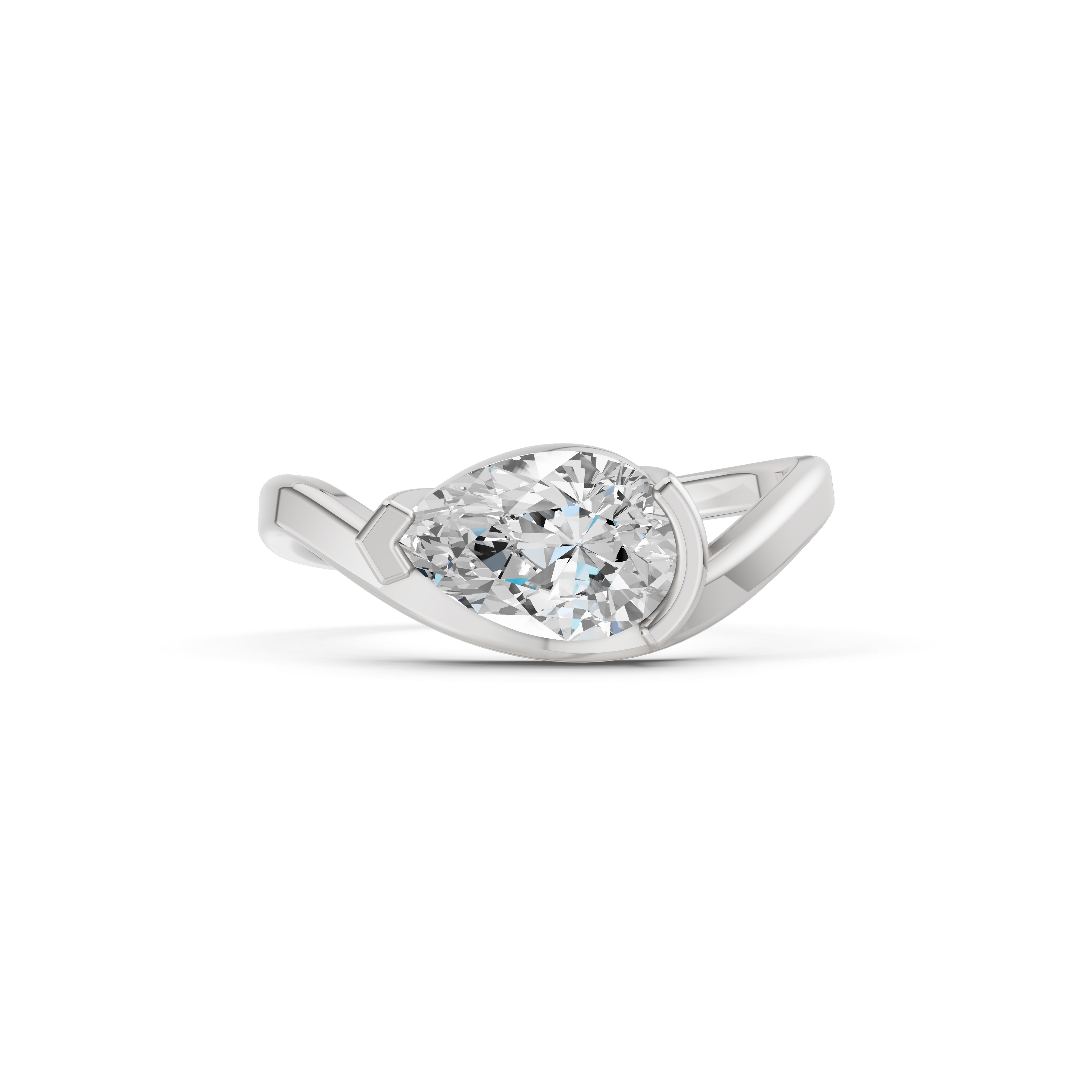 Pear-Cut Bezel-Set Wave Ring