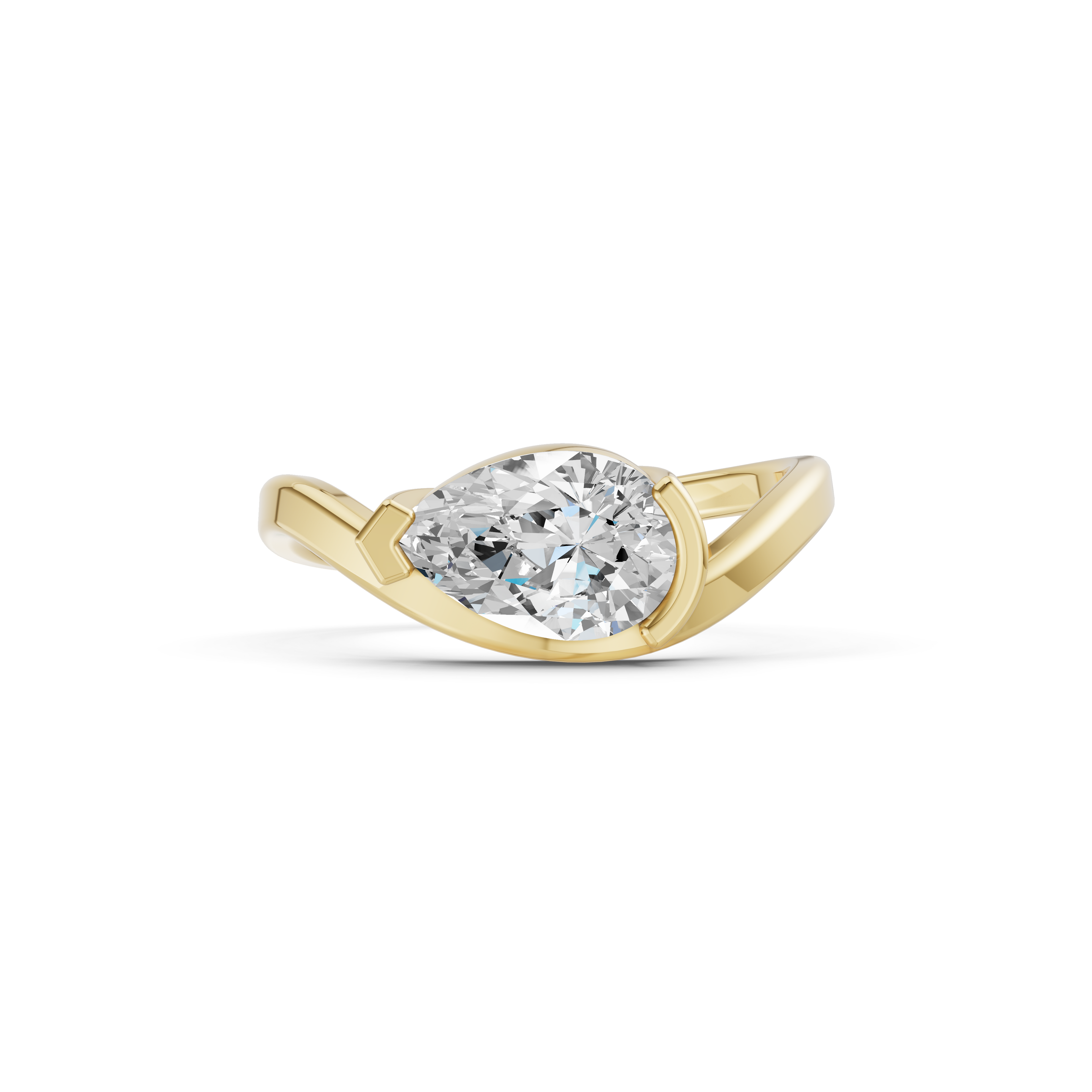 Pear-Cut Bezel-Set Wave Ring