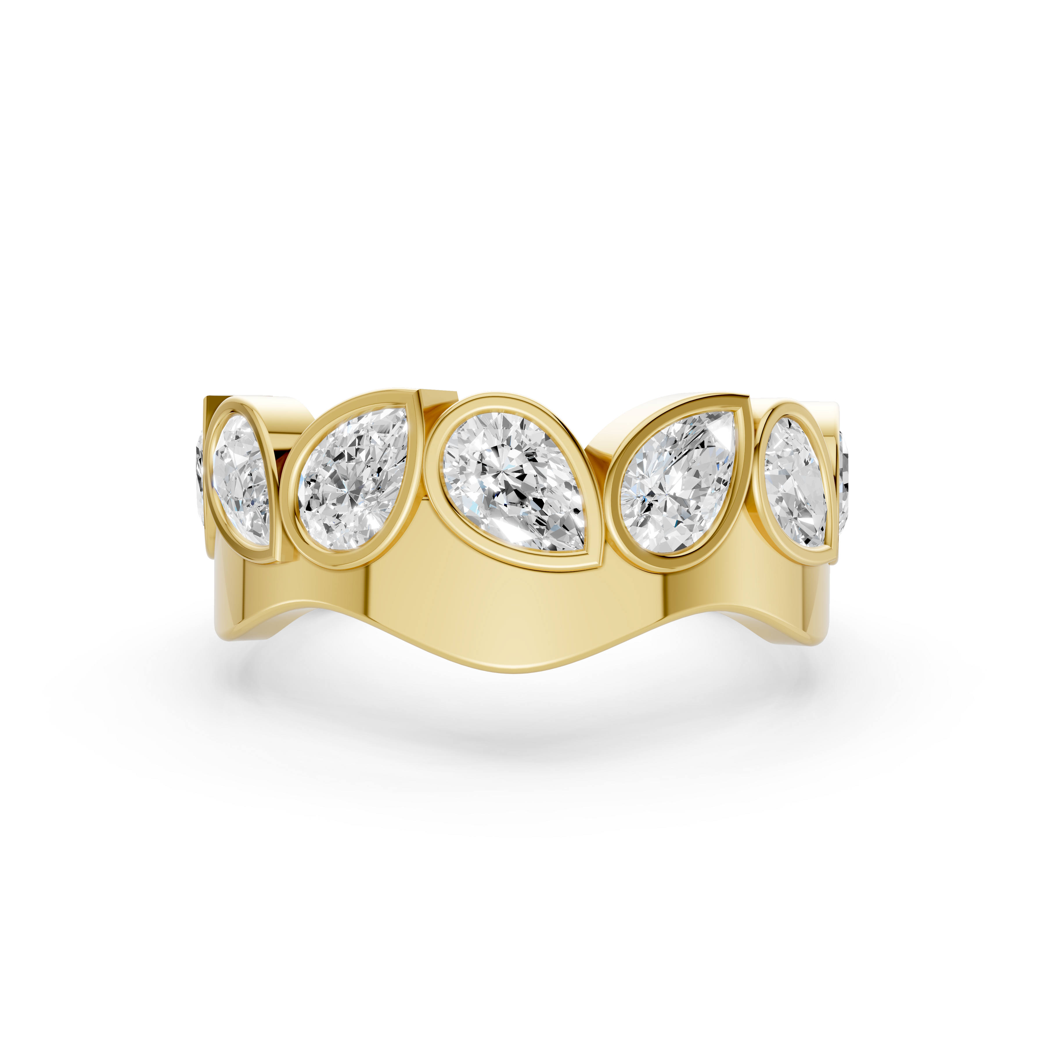 Contoured Pear Bezel Statement Band