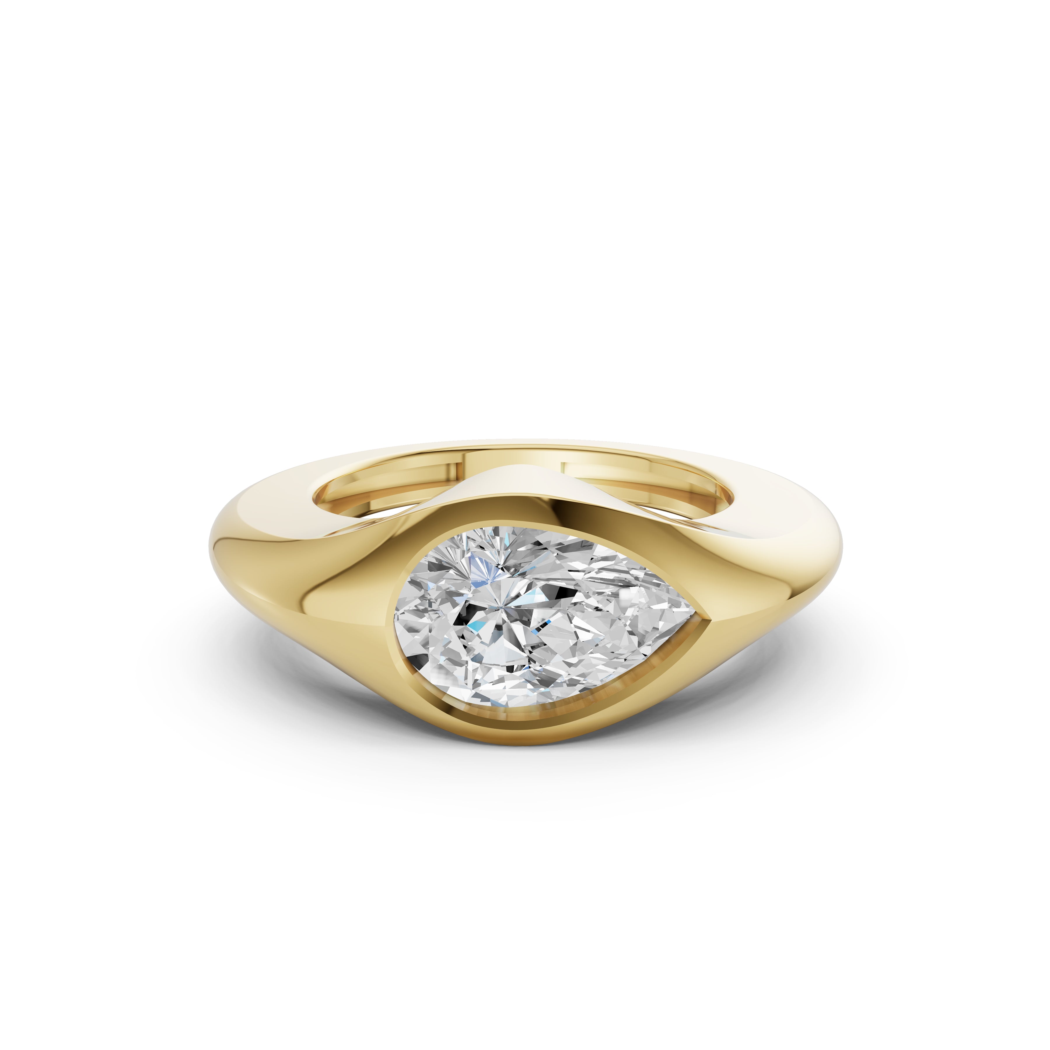 Pear Flush-Set Signet Ring